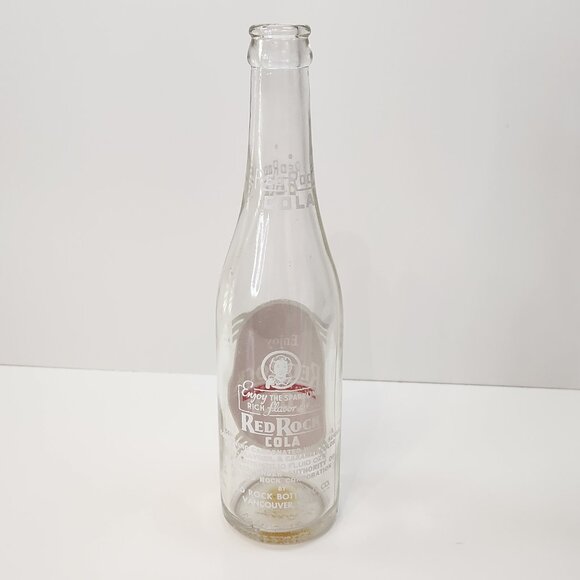 Vintage Red Rock Cola Soda Bottle 10 oz Pop Clear Glass ACL Vancouver WA Enjoy X - Picture 3 of 6
